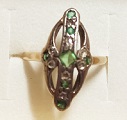 Secesný prsteň s briliantmi a smaragdami